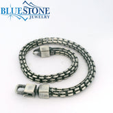 Sterling Silver Ruthenium Plated 3.75mm Wide Box Chain Bracelet - 8.5"